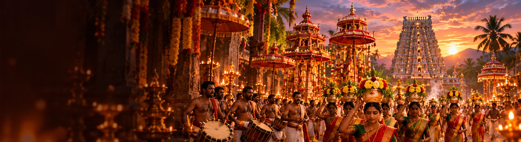 AI-created illustrative festival scene for Mokkulu & Naivedyam
